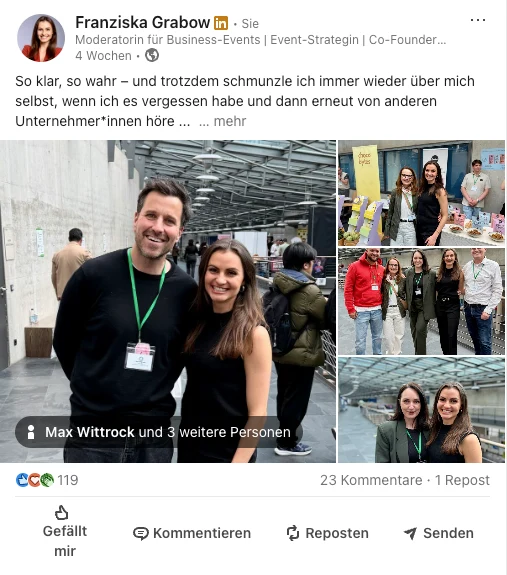 LinkedIn Post: So klar, so wahr – und trotzdem schmunzle ich immer wieder über mich selbst
